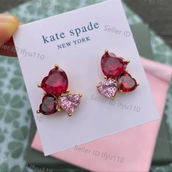 NWOT Kate Ks Spade My Love Cluster Heart Stud Earrings Cubiz Zirconia pa… - Picture 3 of 11